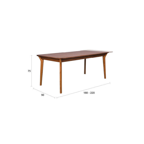 Zuiver Ellen Uitschuifbare Eettafel 180/220x90 cm Walnoot - Bruin