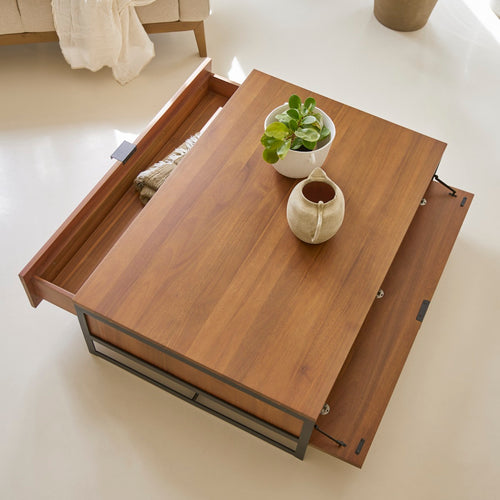 Tikamoon Lage opbergtafel van massief acacia - Naturel