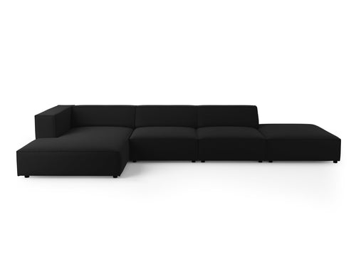 Cosmopolitan Design linker hoekbank Arendal 5-zits, flueel, zwart - 166x341x70cm