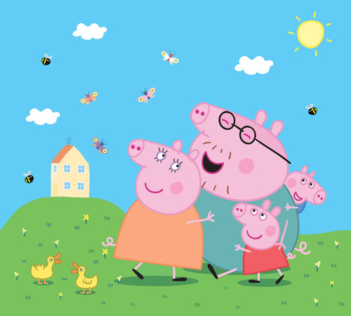 Sanders & Sanders fotobehang Peppa Pig groen, blauw en roze - 270 x 300 cm - 601191