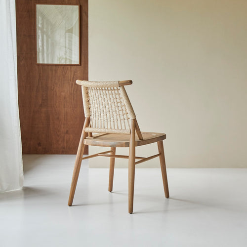 Tikamoon Set van 2 stoelen in massief acacia met vlechtwerk - Naturel