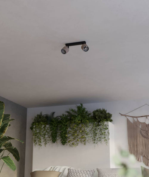 EGLO spot Rosley - e14 - 31 cm - zwart/bruin - textiel - vtwonen shop