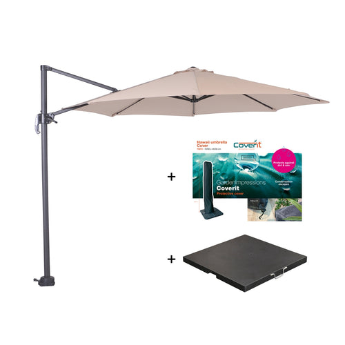 Zweefparasol Hawaii S - met voet en hoes - Ecru - 300 cm - vtwonen shop