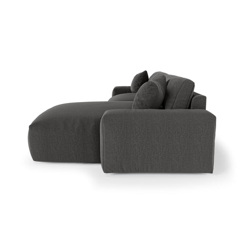 Premium Interiors - Rechthoekige hoekbank CHEER - zacht aanvoelende geweven stof  donker antraciet 312cm
