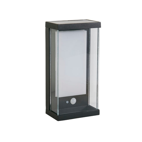 Searchlight Solar Buitenwandlamp Zwart Metaal & Wit Polycarbonaat