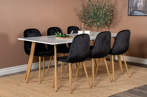 BRAM Eetkamertafel Hakaro - 180x90 cm - Wit met eiken poten - vtwonen shop