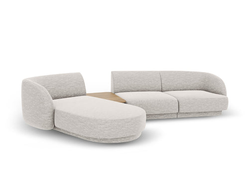 Micadoni linker modulaire bank Miley 3-zits, structurele stof geld - 178x303x70cm