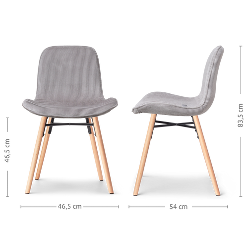 Nolon Nena-Fé Eetkamerstoelen Set van 2 - Ribstof Warm Grijs - Hout
