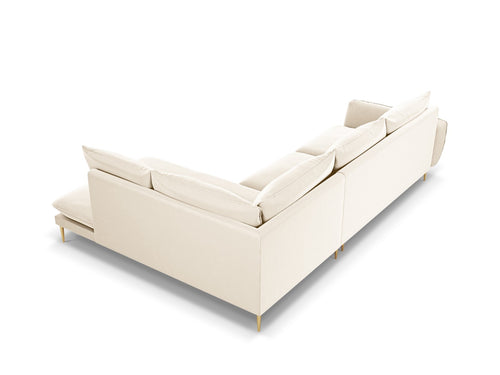 Cosmopolitan Design rechter hoekbank Vienna 6-zits, flueel, lichtbeige - 185x275x95cm
