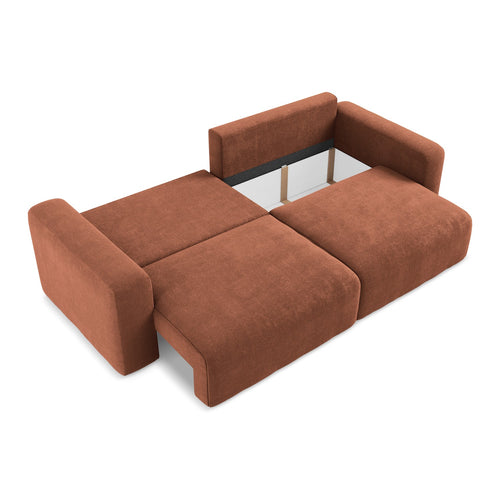 LaMiaSofa 3-zits slaapbank Ostia - chenille stof - terracotta - 244x102x79