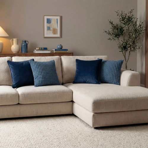 Dutch Decor - KUSSENSET - 4-delig - Texture Harmony - 45x45 cm - inclusief binnenkussens - blauw