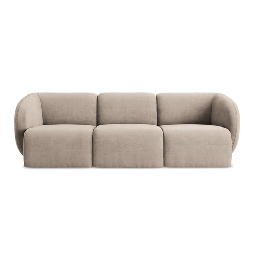LaMiaSofa 3-zits bank Cervo - chenille stof - donkerbeige - 244x94x75