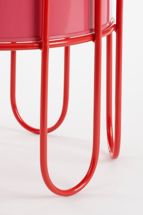 Mica Decorations Dione Bloempot op Standaard - Set van 2 - H35 x Ø26 cm - Metaal - Rood, Roze - vtwonen shop