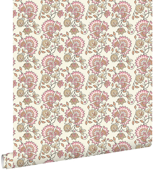 ESTAhome behang vintage bloemen licht roze en beige - 50 x 900 cm - 131817