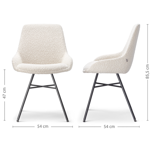 Nolon Noa-Isa Eetkamerstoel Bouclé Beige - Stof - Zwart Onderstel