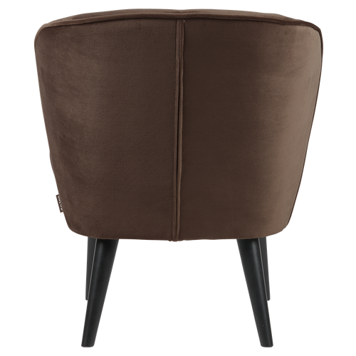 WOOOD fauteuil Sara - Velvet - Donkerbruin - 71x59x70