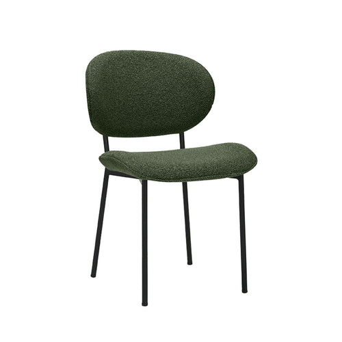 LABEL51 Eetkamerstoel Senn - Donkergroen/Zwart Bouclé - Set van 2