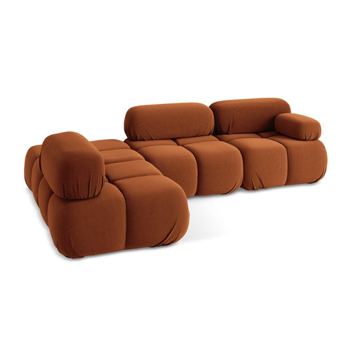LaMiaSofa hoekbank links Sanremo - velours - terracotta - 285x190x70