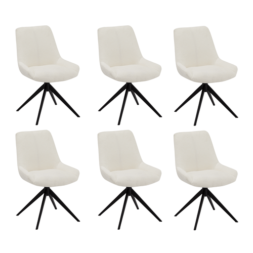 Furnhouse eetkamerstoel Helena - Crème wit - Stof (Bouclé) - Set van 6