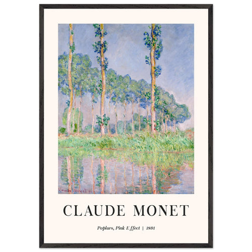 Artfulprints Poster met Lijst Claude Monet - Poplars, pink effect   - 70x100 cm - Meerkleurig