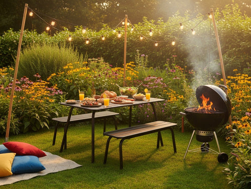 MaximaVida metalen picknickset Max 150 cm zwart – 3-delig - vtwonen shop