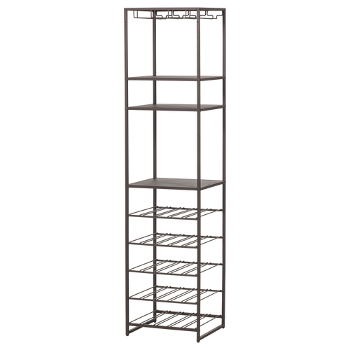 WOOOD multifunctioneel wijn-/drankenrek Reese - Metaal - Donkerbruin - 185x45x40