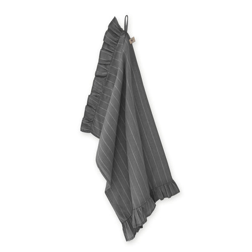 Walra - Keukenset Lovely Linen Ruffles - 3x 50x70 cm - Antraciet