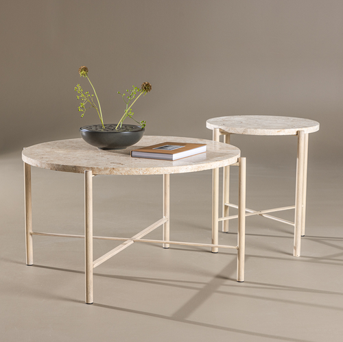 Nest living Thora Ronde Bijzettafel met Stenen Blad - Beige - Ø 40cm - vtwonen shop