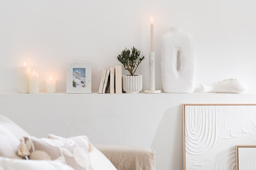 J-Line vaas pot Square - papier maché - wit - 50 cm hoog