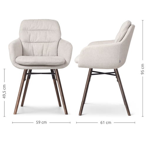 Nolon Nena-Mia Eetkamerstoelen Set van 2 - Beige - Walnoot Hout
