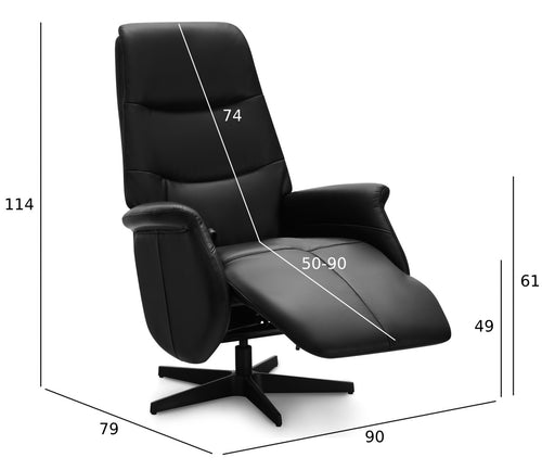 Furnhouse relaxfauteuil Delta - Zwart - Draaibaar - 79x90x114