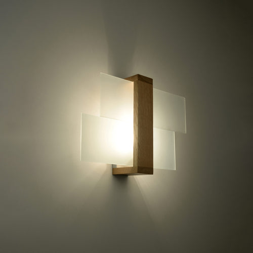 Sollux Lighting Wandlamp FENIKS 1 natuurlijk hout - 43x12x30cm