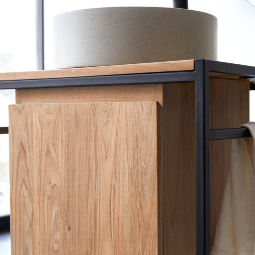 Tikamoon Badmeubel van massief teakhout en metaal 60 cm - Naturel - vtwonen shop