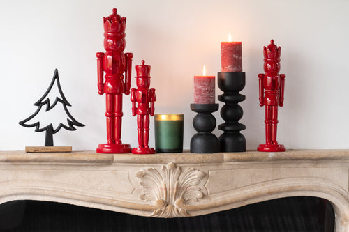 J-Line figuur Notenkraker - polyresin - blinkend rood - medium - 2 stuks - vtwonen shop