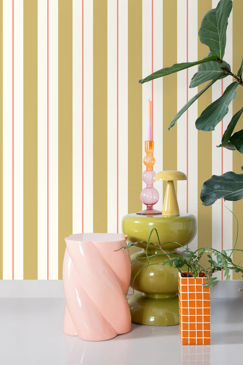 ESTAhome behang strepen okergeel en oranje - 50 x 900 cm - 131475 - vtwonen shop