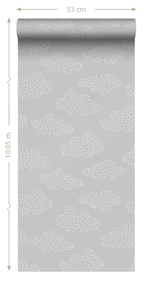 ESTAhome behang wolkjes grijs - 50 x 900 cm - 139517