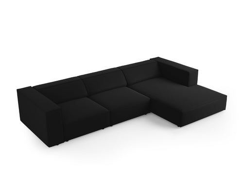 Cosmopolitan Design rechter hoekbank Arendal 4-zits, flueel, zwart - 166x284x70cm
