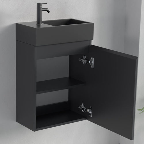LOMAZOO toiletmeubel Malibu - zwarte wastafel - mat zwart