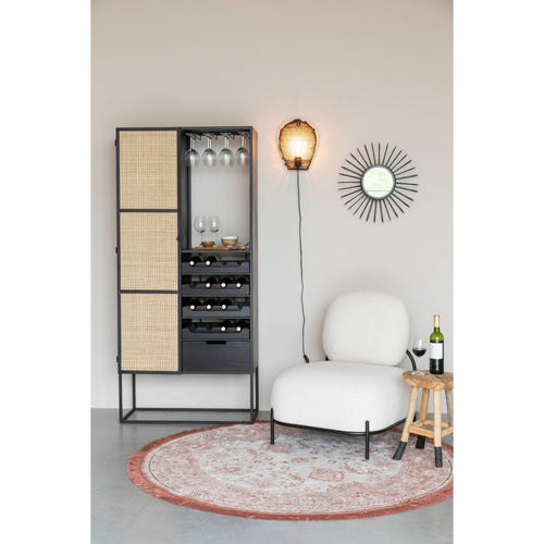 Housecraft Living Guuji Wijnkast/ Drankkast/ Barkast Hoog Rotan/ Metaal - Zwart - vtwonen shop