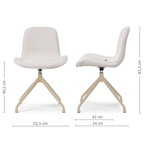 Nolon Nola-Fé draaibare eetkamerstoel bouclé beige beige onderstel