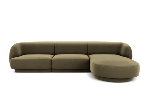 Micadoni rechter hoekbank Miley 4-zits, flueel, groente - 156x255x70cm