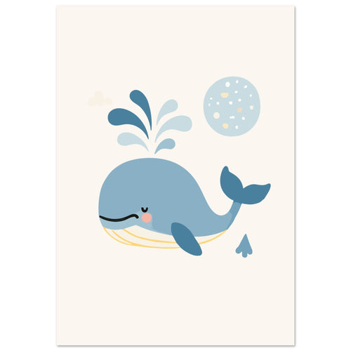 Artfulprints  Walvis Pastel   poster A4 21x29.7 cm - vtwonen shop