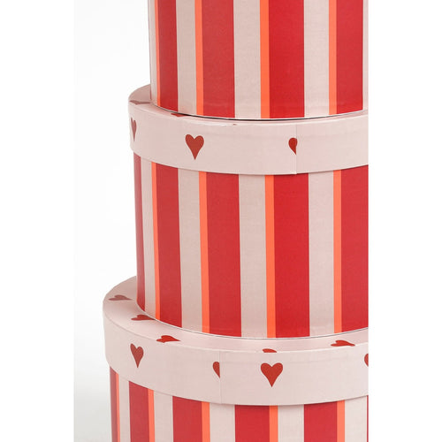 Mica Decorations Opbergdoos - Set van 3 - H14 x Ø21 cm - Papier - FSC Mix - Rood