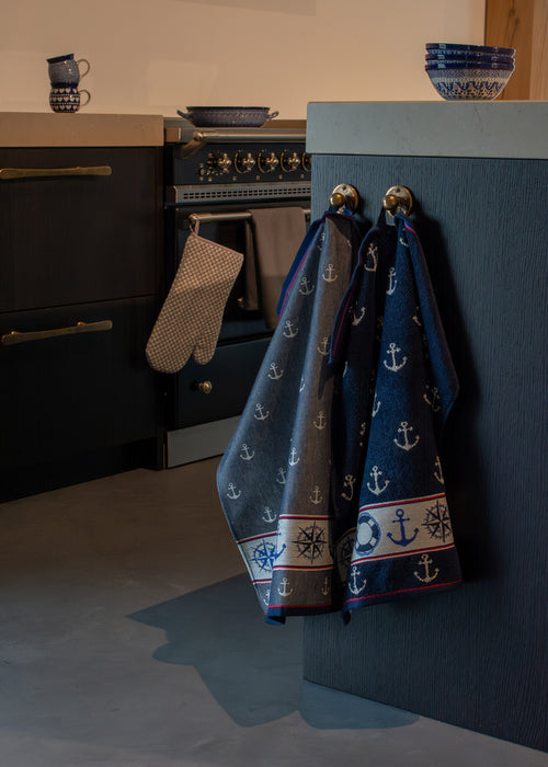 Luxe Keukendoek en Theedoek Maritime Donkerblauw - Bunzlau Castle - 100% biologisch GOTS katoen
