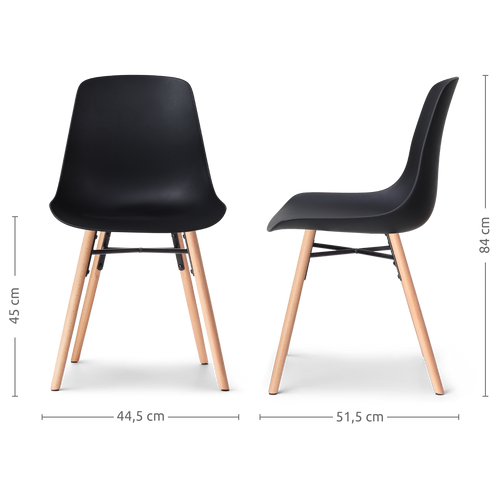 Nolon Nena-Pip Eetkamerstoelen Set van 2 - Zwart - Houten Poten - vtwonen shop