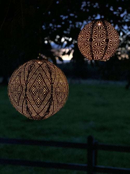 Lumiz solar lampion - sashiko rond - 20 cm - koper - vtwonen shop