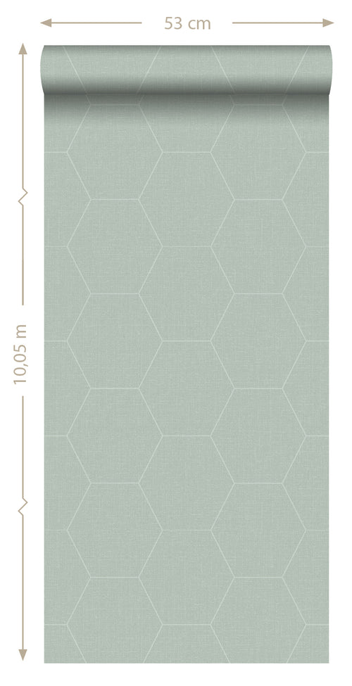ESTAhome behang hexagon celadon groen - 53 cm x 10.05 m - 148750