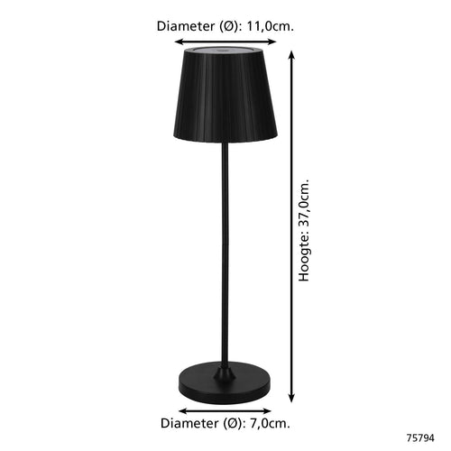 EGLO tafellamp Cabozo - led - kunststof - zwart - vtwonen shop