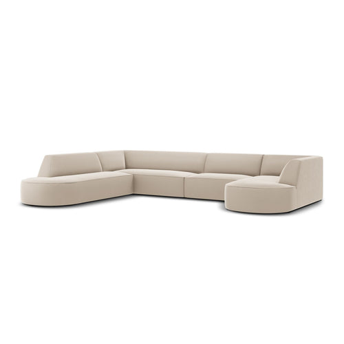 Cosmopolitan Design - Panoramische hoekbank Siena 7-zits, flueel beige - 273x366x69cm
