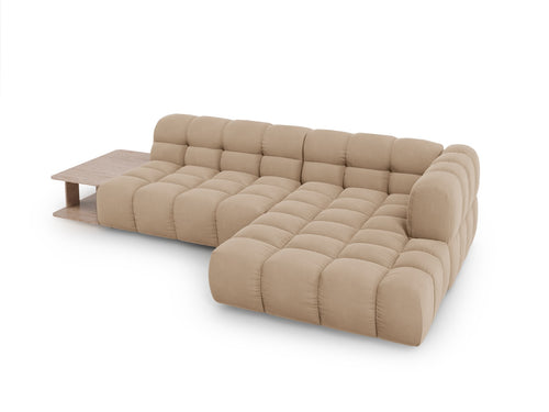 Cosmopolitan Design Modulaire hoekbank rechts Sky 4-zits, flueel, zand - 162x297x70cm